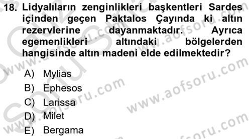 Anadolu Arkeolojisi Dersi 2024 - 2025 Yılı (Final) Dönem Sonu Sınav Soruları 18. Soru