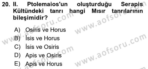 Anadolu Arkeolojisi Dersi 2024 - 2025 Yılı (Final) Dönem Sonu Sınav Soruları 20. Soru