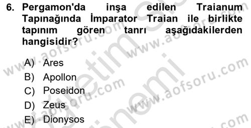 Anadolu Arkeolojisi Dersi 2024 - 2025 Yılı (Final) Dönem Sonu Sınav Soruları 6. Soru