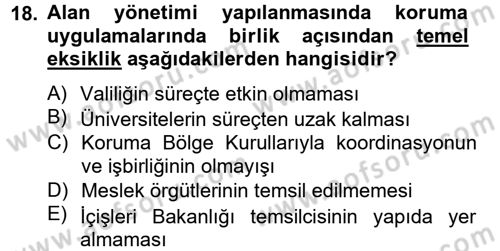 Arkeolojik Alan Yönetimi Dersi 2012 - 2013 Yılı (Vize) Ara Sınav Soruları 18. Soru