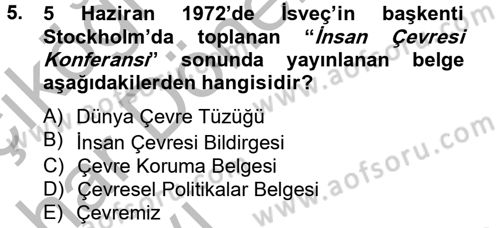Arkeolojik Alan Yönetimi Dersi 2012 - 2013 Yılı (Vize) Ara Sınav Soruları 5. Soru
