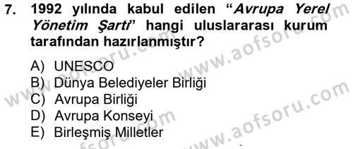 Arkeolojik Alan Yönetimi Dersi 2012 - 2013 Yılı (Vize) Ara Sınav Soruları 7. Soru