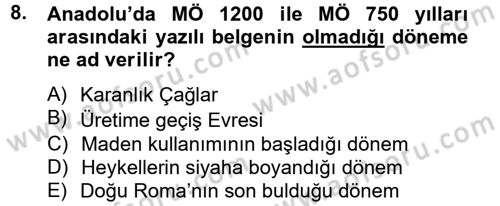 Arkeolojik Alan Yönetimi Dersi 2012 - 2013 Yılı (Vize) Ara Sınav Soruları 8. Soru