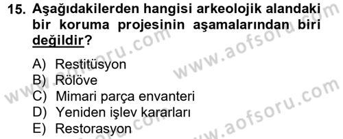 Arkeolojik Alan Yönetimi Dersi 2012 - 2013 Yılı (Final) Dönem Sonu Sınav Soruları 15. Soru