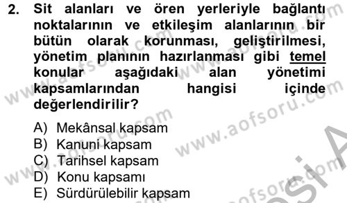 Arkeolojik Alan Yönetimi Dersi 2012 - 2013 Yılı (Final) Dönem Sonu Sınav Soruları 2. Soru