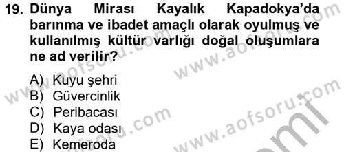 Arkeolojik Alan Yönetimi Dersi 2014 - 2015 Yılı (Final) Dönem Sonu Sınavı 19. Soru