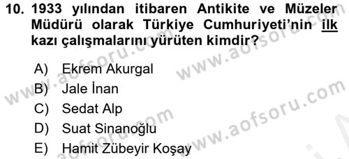 Arkeolojik Alan Yönetimi Dersi 2015 - 2016 Yılı (Vize) Ara Sınav Soruları 10. Soru
