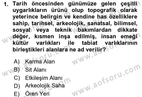 Arkeolojik Alan Yönetimi Dersi 2016 - 2017 Yılı (Vize) Ara Sınav Soruları 1. Soru