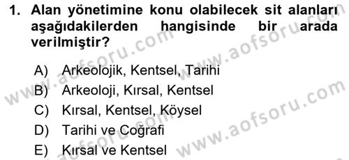 Arkeolojik Alan Yönetimi Dersi 2023 - 2024 Yılı (Vize) Ara Sınav Soruları 1. Soru