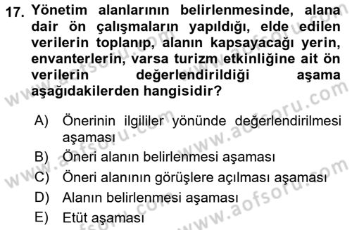 Arkeolojik Alan Yönetimi Dersi 2023 - 2024 Yılı Yaz Okulu Sınav Soruları 17. Soru