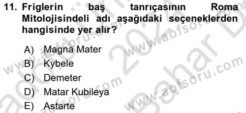 Arkeolojik Alan Yönetimi Dersi 2024 - 2025 Yılı (Vize) Ara Sınav Soruları 11. Soru