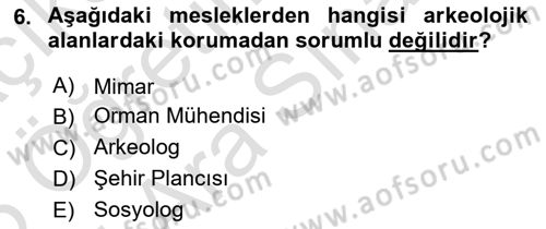Arkeolojik Alan Yönetimi Dersi 2024 - 2025 Yılı (Vize) Ara Sınav Soruları 6. Soru