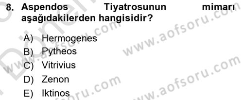 Arkeolojik Alan Yönetimi Dersi 2024 - 2025 Yılı (Final) Dönem Sonu Sınav Soruları 8. Soru