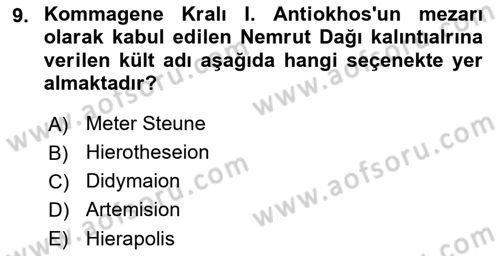 Arkeolojik Alan Yönetimi Dersi 2024 - 2025 Yılı (Final) Dönem Sonu Sınav Soruları 9. Soru