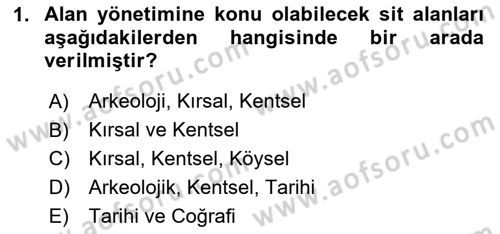 Arkeolojik Alan Yönetimi Dersi 2024 - 2025 Yılı Yaz Okulu Sınav Soruları 1. Soru