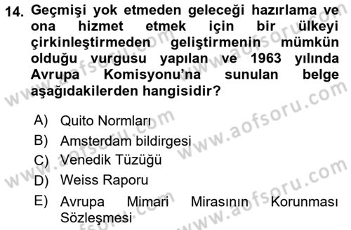 Arkeolojik Alan Yönetimi Dersi 2024 - 2025 Yılı Yaz Okulu Sınav Soruları 14. Soru