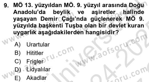 Arkeolojik Alan Yönetimi Dersi 2024 - 2025 Yılı Yaz Okulu Sınav Soruları 9. Soru