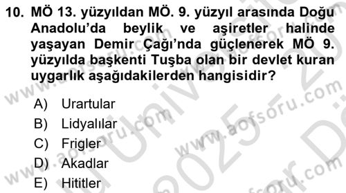 Arkeolojik Alan Yönetimi Dersi 2025 - 2026 Yılı (Vize) Ara Sınav Soruları 10. Soru