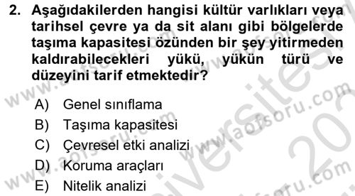 Arkeolojik Alan Yönetimi Dersi 2025 - 2026 Yılı (Vize) Ara Sınav Soruları 2. Soru