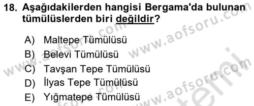 Arkeolojik Alan Yönetimi Dersi 2025 - 2026 Yılı (Final) Dönem Sonu Sınav Soruları 18. Soru