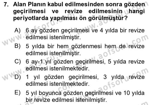 Arkeolojik Alan Yönetimi Dersi 2025 - 2026 Yılı (Final) Dönem Sonu Sınav Soruları 7. Soru