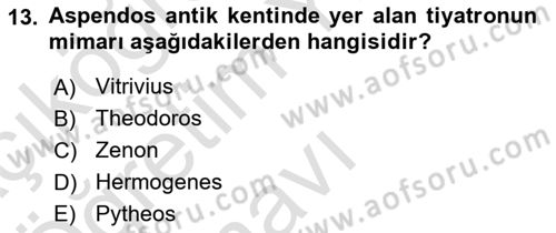 Arkeolojik Alan Yönetimi Dersi 2025 - 2026 Yılı Yaz Okulu Sınav Soruları 13. Soru