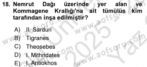 Arkeolojik Alan Yönetimi Dersi 2025 - 2026 Yılı Yaz Okulu Sınav Soruları 18. Soru