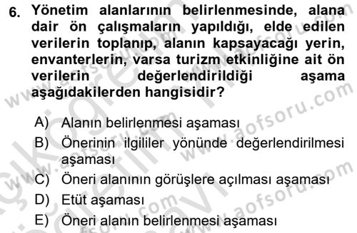 Arkeolojik Alan Yönetimi Dersi 2025 - 2026 Yılı Yaz Okulu Sınav Soruları 6. Soru
