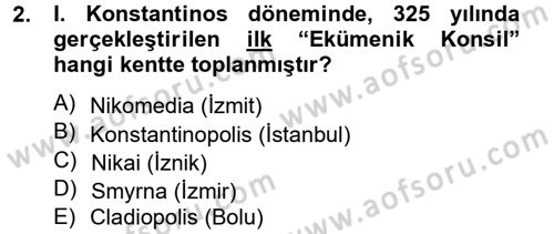 Ortaçağdan Günümüze Anadolu Uygarlıkları Dersi 2014 - 2015 Yılı (Vize) Ara Sınav Soruları 2. Soru
