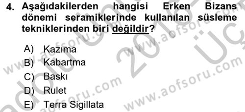 Ortaçağdan Günümüze Anadolu Uygarlıkları Dersi 2016 - 2017 Yılı 3 Ders Sınav Soruları 4. Soru
