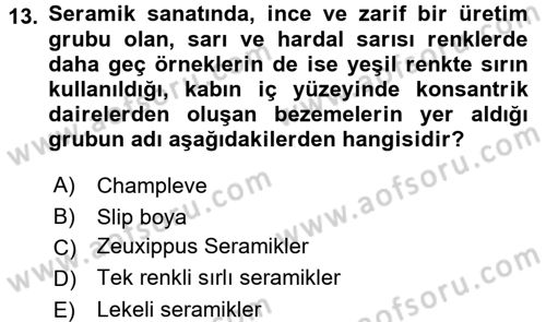 Ortaçağdan Günümüze Anadolu Uygarlıkları Dersi 2016 - 2017 Yılı (Vize) Ara Sınav Soruları 13. Soru