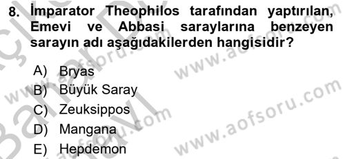 Ortaçağdan Günümüze Anadolu Uygarlıkları Dersi 2016 - 2017 Yılı (Vize) Ara Sınav Soruları 8. Soru