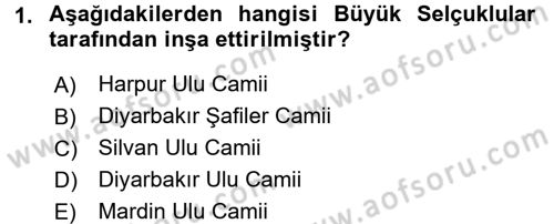Ortaçağdan Günümüze Anadolu Uygarlıkları Dersi 2016 - 2017 Yılı (Final) Dönem Sonu Sınav Soruları 1. Soru