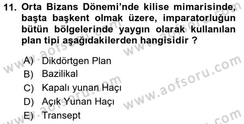 Ortaçağdan Günümüze Anadolu Uygarlıkları Dersi 2023 - 2024 Yılı (Vize) Ara Sınav Soruları 11. Soru