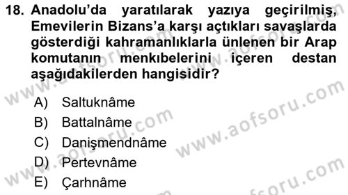 Ortaçağdan Günümüze Anadolu Uygarlıkları Dersi 2023 - 2024 Yılı (Vize) Ara Sınav Soruları 18. Soru