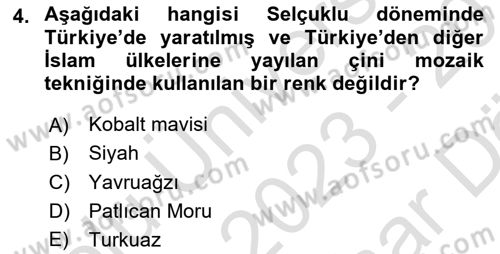 Ortaçağdan Günümüze Anadolu Uygarlıkları Dersi 2023 - 2024 Yılı (Vize) Ara Sınav Soruları 4. Soru