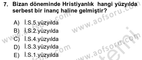 Ortaçağdan Günümüze Anadolu Uygarlıkları Dersi 2023 - 2024 Yılı (Vize) Ara Sınav Soruları 7. Soru