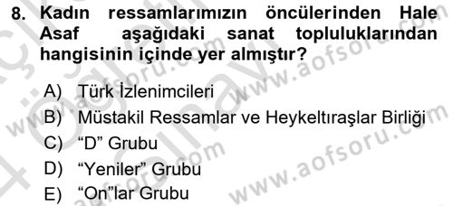 Ortaçağdan Günümüze Anadolu Uygarlıkları Dersi 2023 - 2024 Yılı Yaz Okulu Sınav Soruları 8. Soru