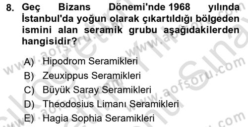 Ortaçağdan Günümüze Anadolu Uygarlıkları Dersi 2024 - 2025 Yılı (Final) Dönem Sonu Sınav Soruları 8. Soru
