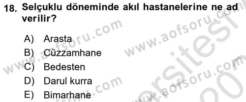 Ortaçağdan Günümüze Anadolu Uygarlıkları Dersi 2025 - 2026 Yılı (Vize) Ara Sınav Soruları 18. Soru