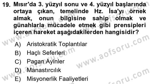 Ortaçağdan Günümüze Anadolu Uygarlıkları Dersi 2025 - 2026 Yılı (Vize) Ara Sınav Soruları 19. Soru
