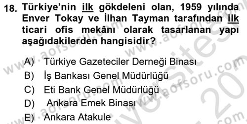Ortaçağdan Günümüze Anadolu Uygarlıkları Dersi 2025 - 2026 Yılı (Final) Dönem Sonu Sınav Soruları 18. Soru