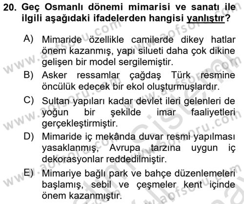 Ortaçağdan Günümüze Anadolu Uygarlıkları Dersi 2025 - 2026 Yılı (Final) Dönem Sonu Sınav Soruları 20. Soru