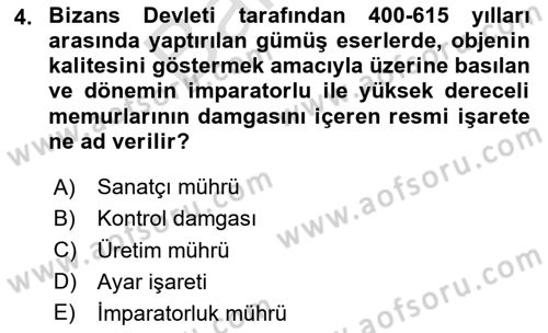 Ortaçağdan Günümüze Anadolu Uygarlıkları Dersi 2025 - 2026 Yılı (Final) Dönem Sonu Sınav Soruları 4. Soru