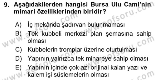 Ortaçağdan Günümüze Anadolu Uygarlıkları Dersi 2025 - 2026 Yılı (Final) Dönem Sonu Sınav Soruları 9. Soru
