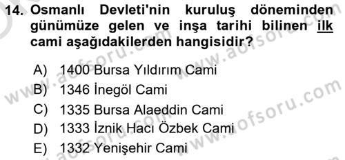Ortaçağdan Günümüze Anadolu Uygarlıkları Dersi 2025 - 2026 Yılı Yaz Okulu Sınav Soruları 14. Soru