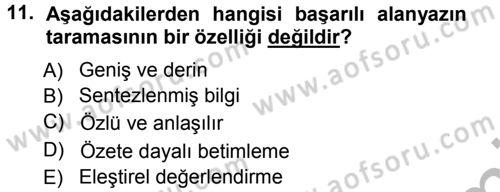 Sosyal Bilimlerde Araştırma Yöntemleri Dersi 2012 - 2013 Yılı (Vize) Ara Sınav Soruları 11. Soru