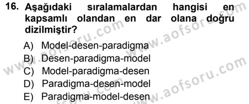 Sosyal Bilimlerde Araştırma Yöntemleri Dersi 2012 - 2013 Yılı (Vize) Ara Sınav Soruları 16. Soru