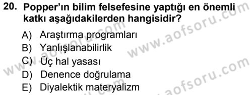 Sosyal Bilimlerde Araştırma Yöntemleri Dersi 2012 - 2013 Yılı (Vize) Ara Sınav Soruları 20. Soru