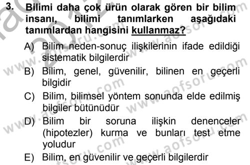 Sosyal Bilimlerde Araştırma Yöntemleri Dersi Ara Sınavı Deneme Sınav Soruları 3. Soru